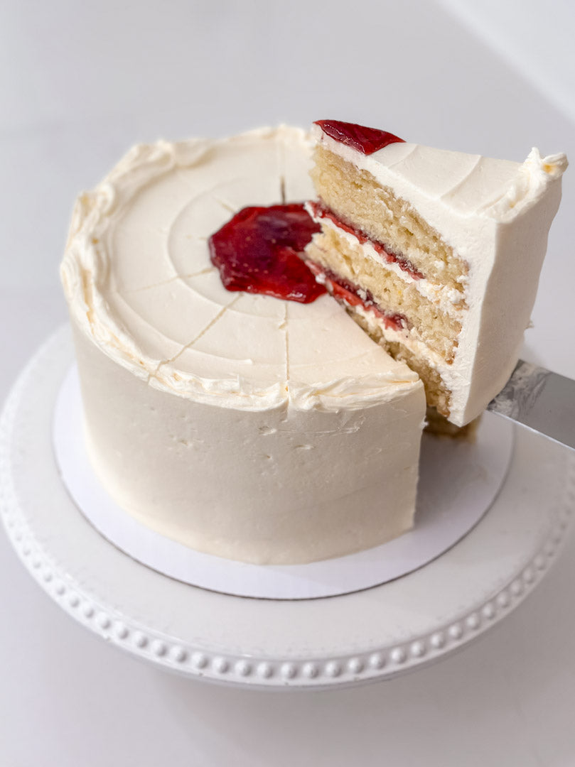 Vanilla Cake with Raspberry Preserves